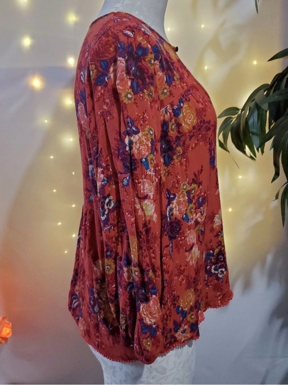 American Eagle Outfitters Floral Multicolor Boho Peasant Blouse Women’s Medium - Picture 4 of 12
